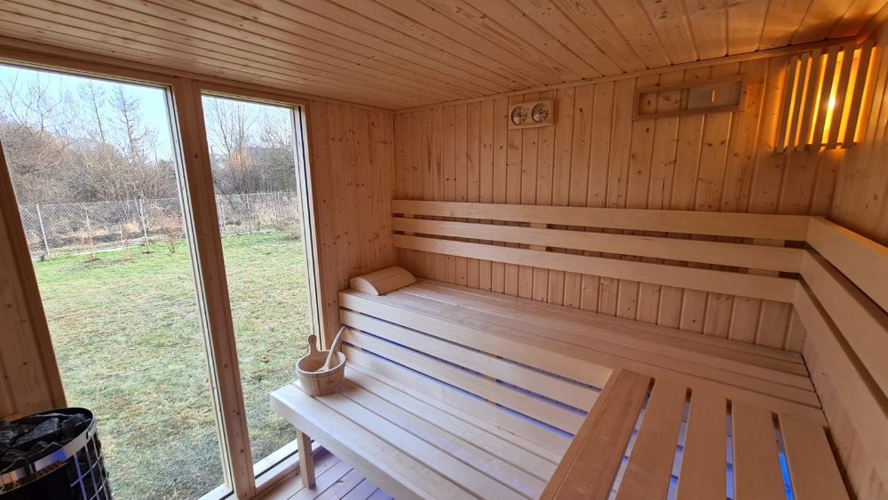 Sauna fińska, sucha, zewnętrzna, ogrodowa, beczka, SPA, model LAHTI