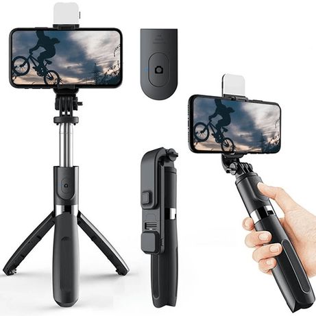 Suporte Selfie Stick Gimbal Tripod Bluetooth Tripe Com Led 19cm a 102.4cm