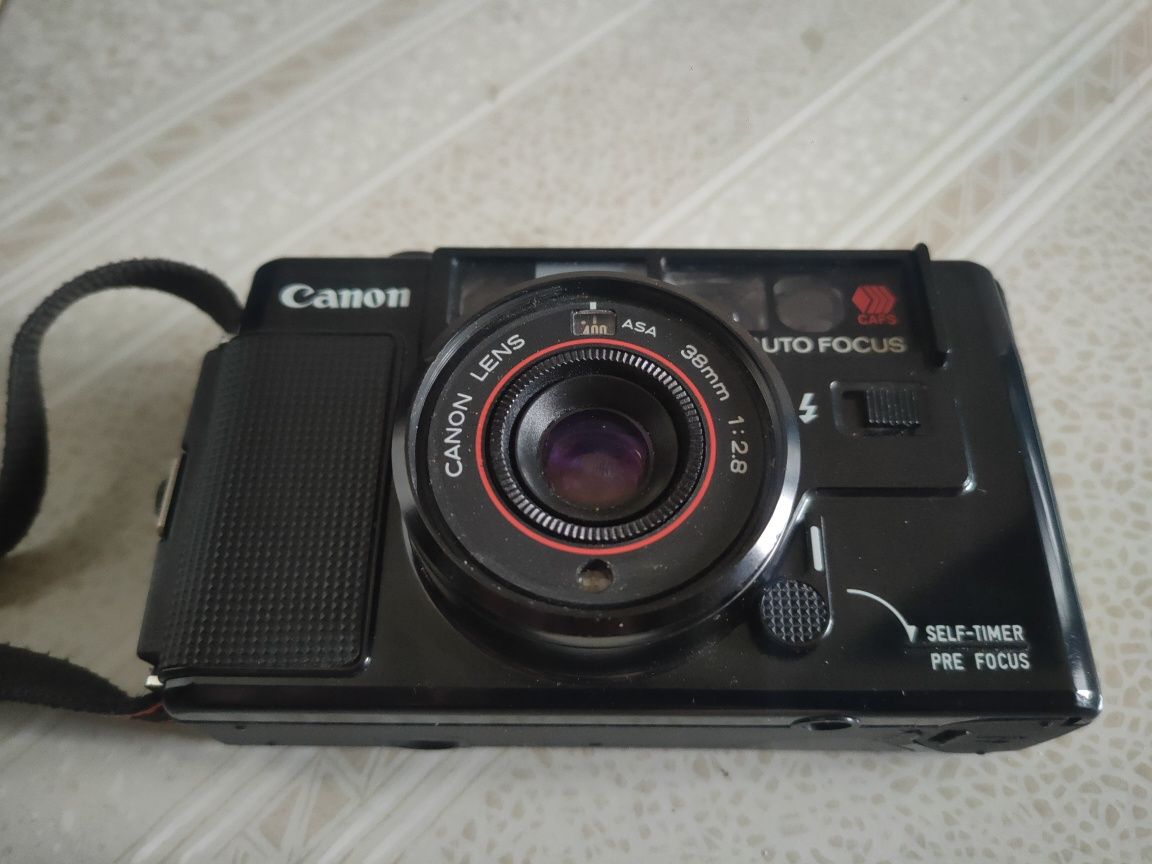 Aparat Canon AF35M Lens analogowy auto focus 38mm 1:2.8 futerał pasek