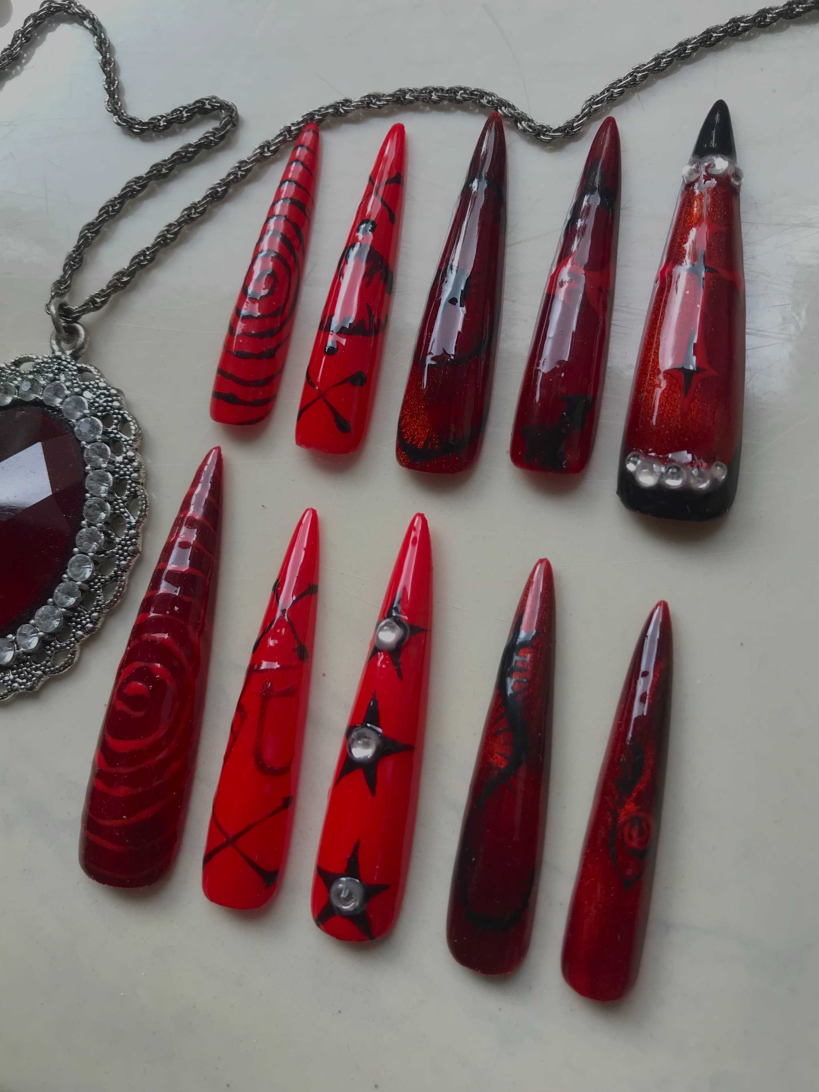 Long gotyckie vampire press on nails tipsy