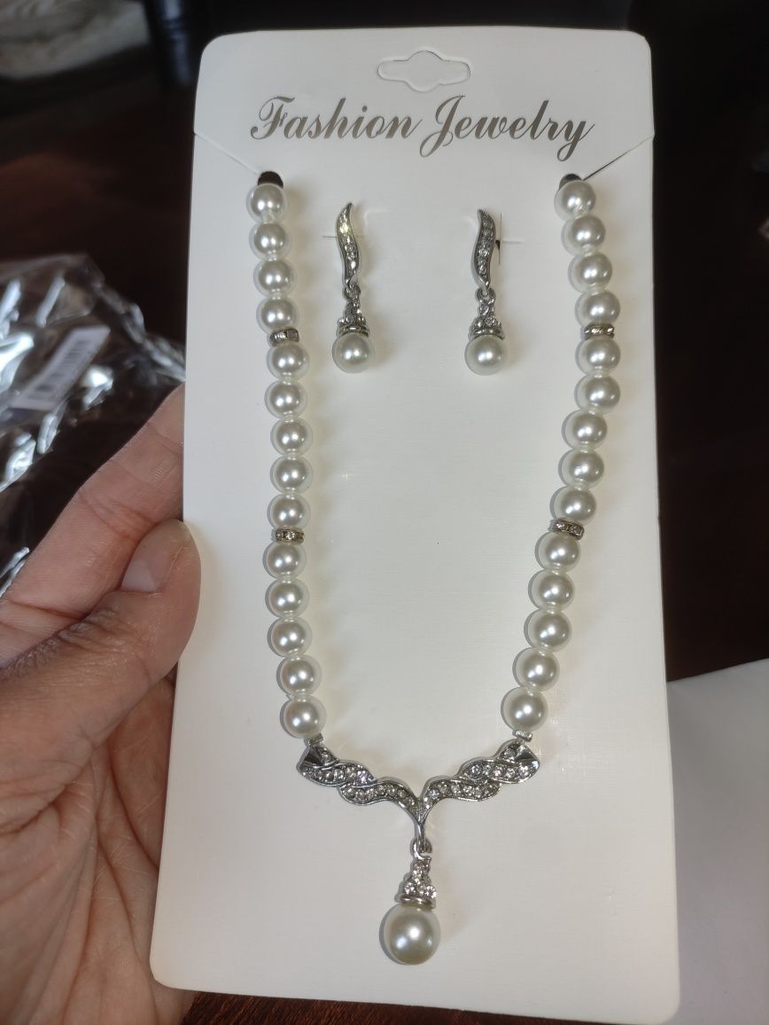 Set Conjunto Prateado Pérolas