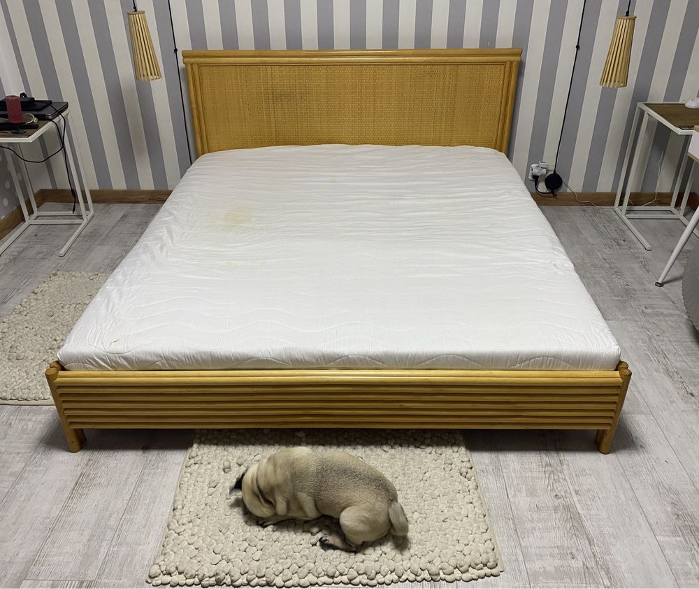 Łóżko drewniane w stylu boho 190x180