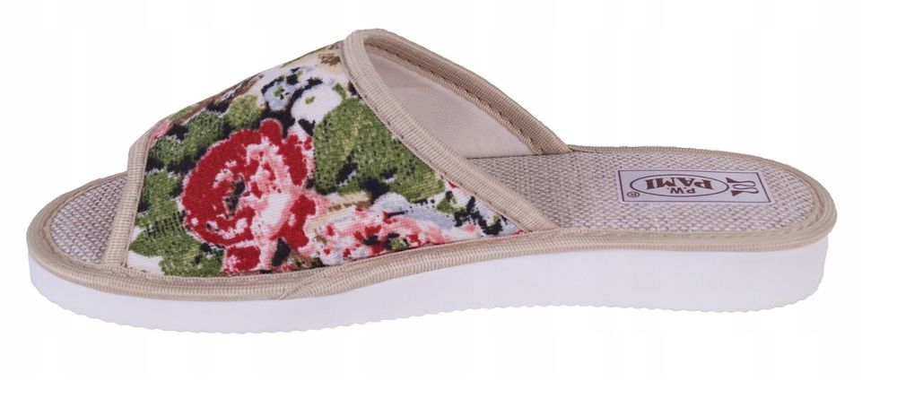 Kapcie damskie naturalne LEN zdrowotne pantofle laczki PAMI POLSKIE 38