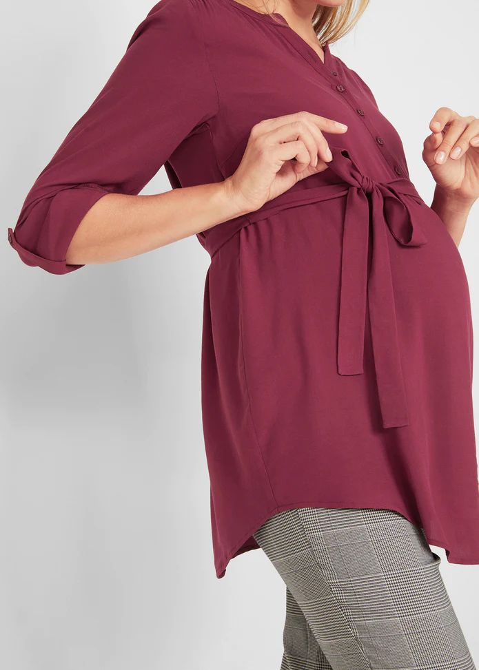 Bonprix Bordowa Bluzka Koszulka ciążowa do karmienia 50