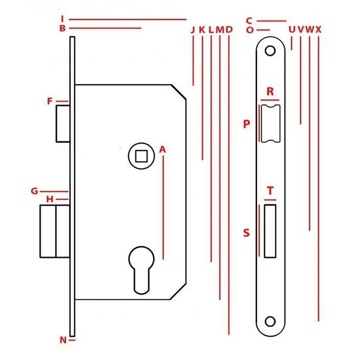 Zamek Wpuszczany Jania Na Wkładkę 72/55 Prawy