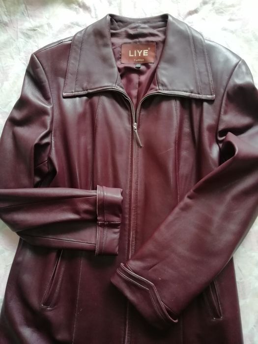 Женский кожаный плащ, бордовый Liye 4XL