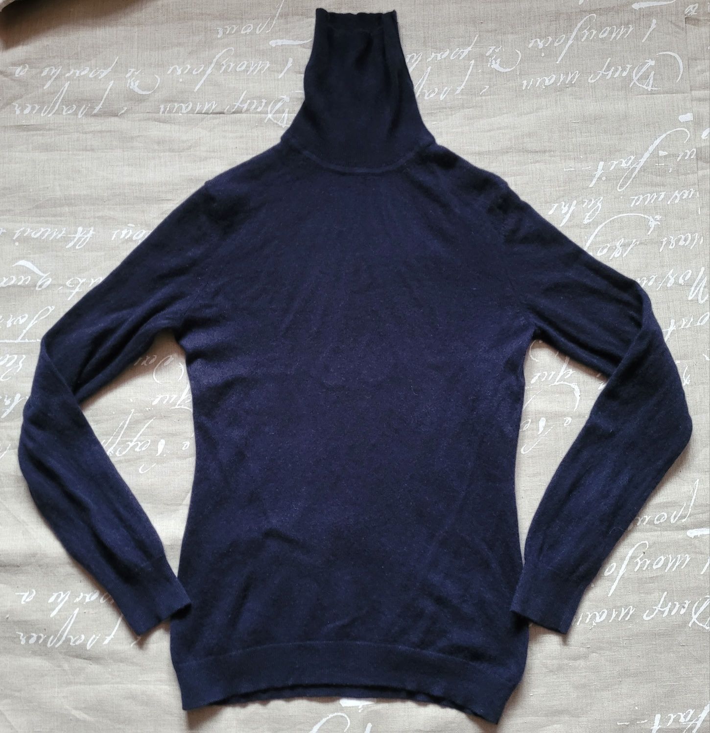 Granatowy sweter z golfem basic 100% kaszmir M/L 38/40