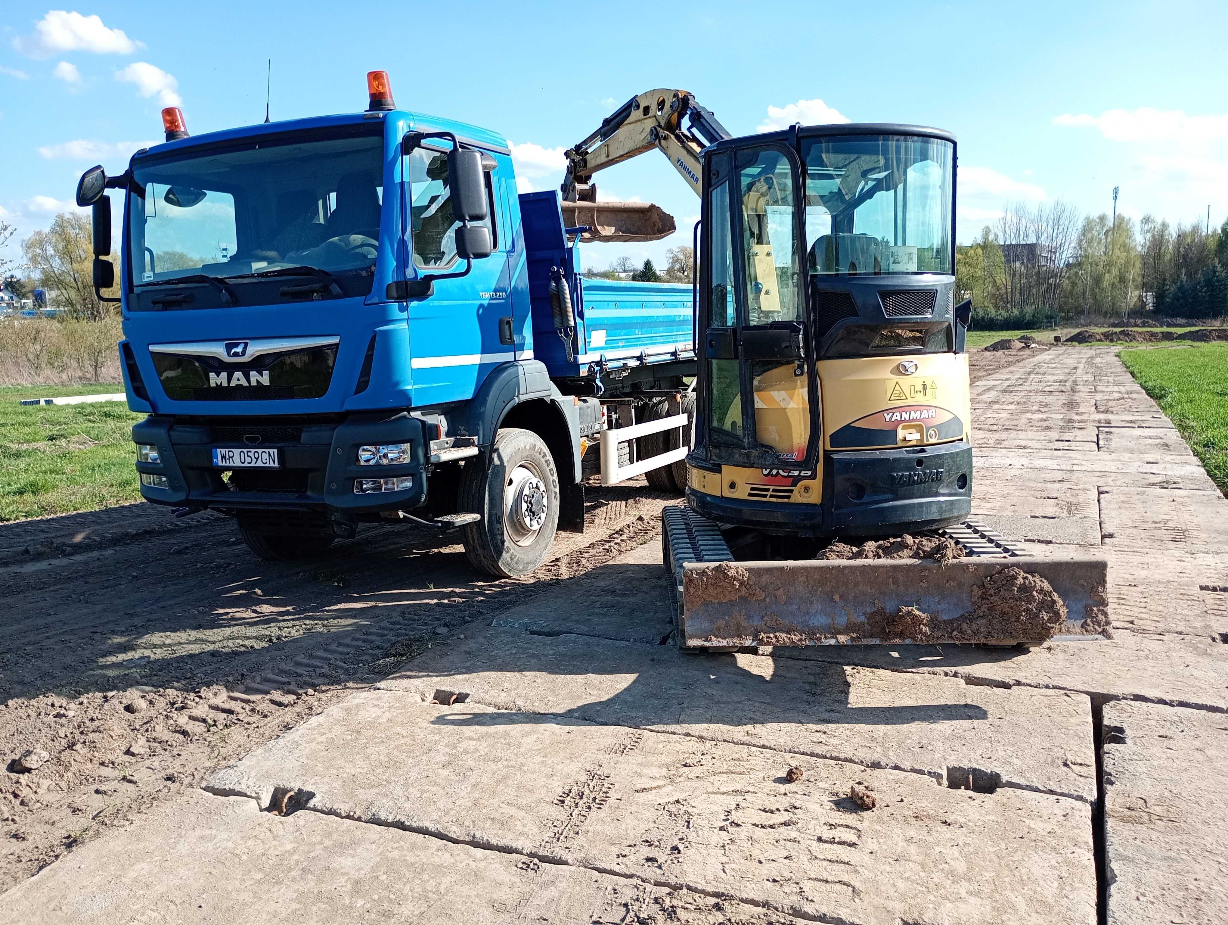Usługi MINIKOPARKĄ, transport wywrotką 10 ton, wyburzenia.