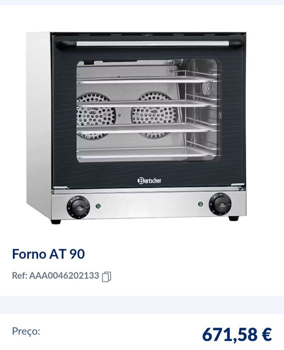 Forno industrial AT 90 não aceito pagamentos por mbway  transferêncii