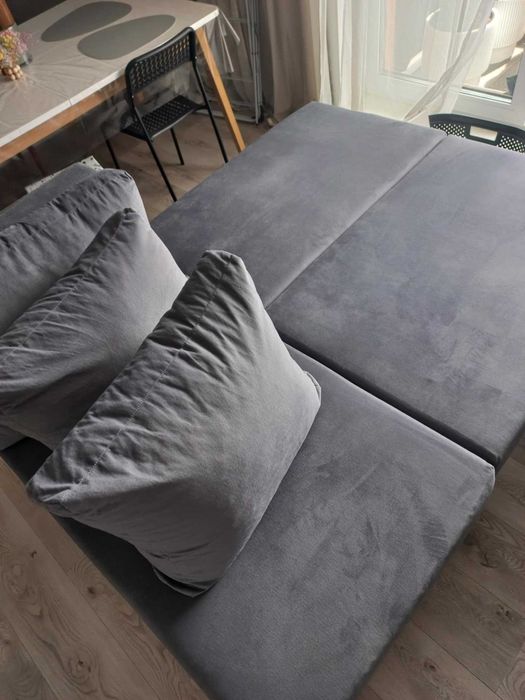 Narożnik z funkcją spania szary 180 x 140 cm