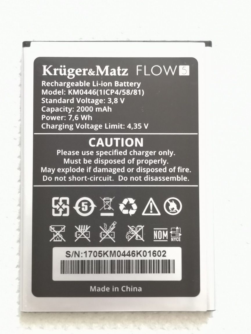 Bateria KM0446 Kruger & Matz FLOW5 2000 mAh flow 5 Krüger&Matz 1ICP4/5