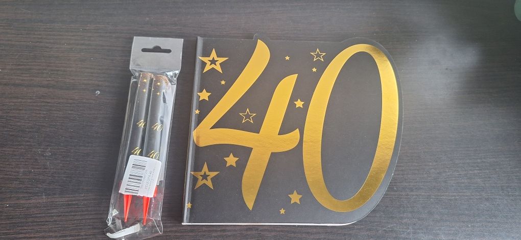 Zestaw 40 urodziny księga gości fontanna na tort  czterdziestka