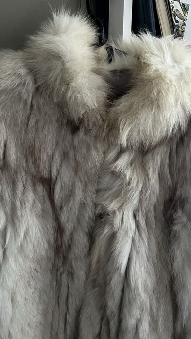 Naturalne futro srebrny lis - vintage