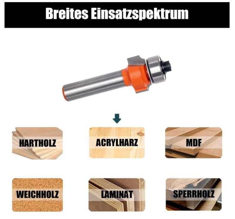 Frez zaokrąglający do drewna R=3mm, uchwyt 8mm AKYLIN