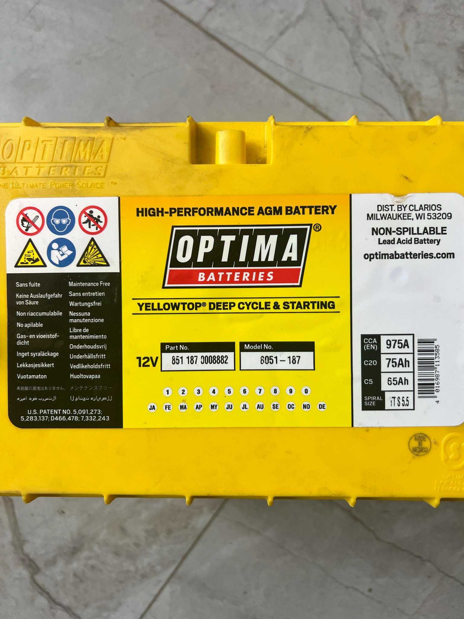 Akumulator OPTIMA YELLOW AGM 12V 75Ah 975A