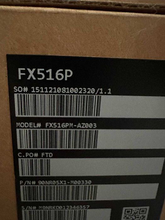 Asus TUF Dash F15 FX516P под восстановление.