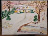 Obraz malowany na płótnie "Widok zimowy"