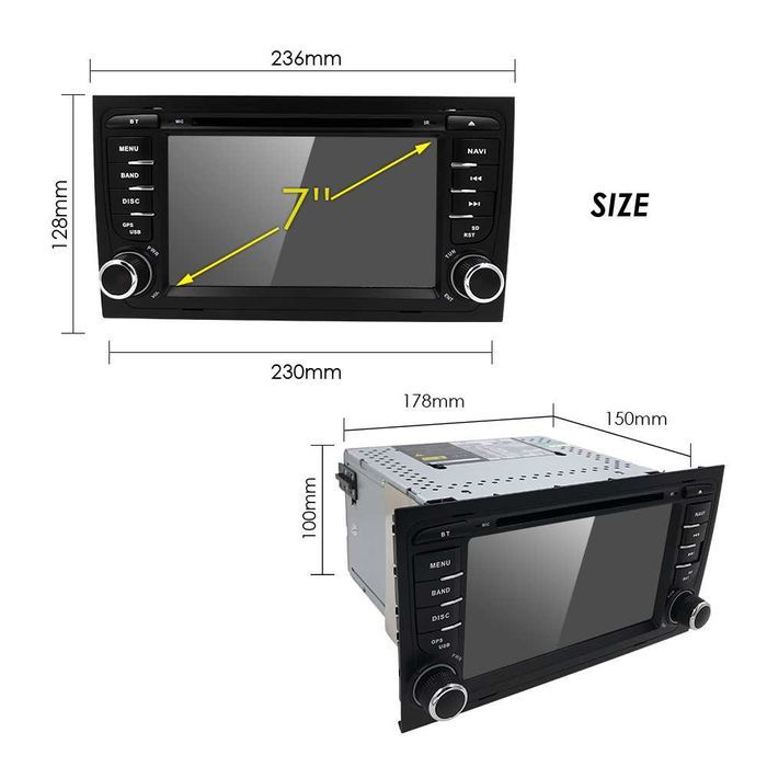 Radio android Audi A4 S4 RS4 DVD gps wifi bluetooth 2GB PROM
