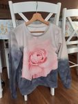 Piankowa bluza dresowa z różą, szara różowa, dresówka