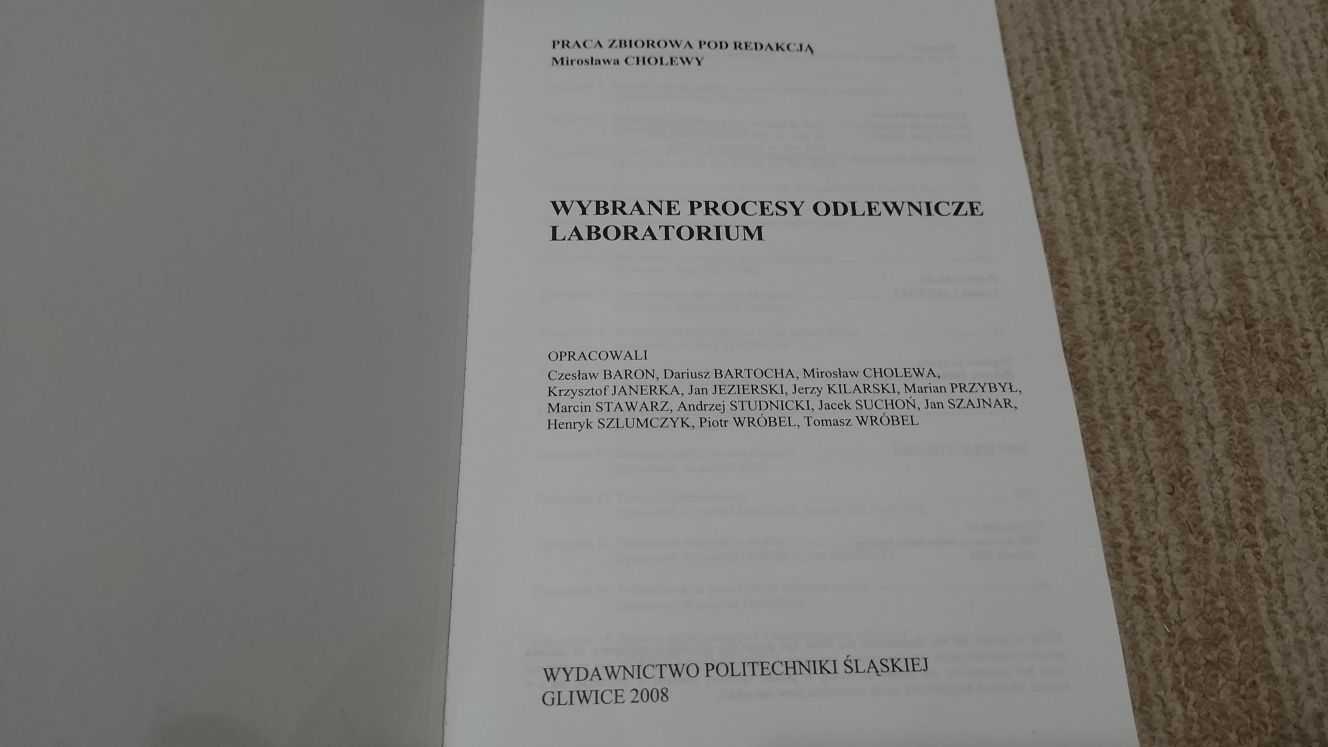 Wybrane procesy odlewnicze - Laboratorium Politechnika Śląska