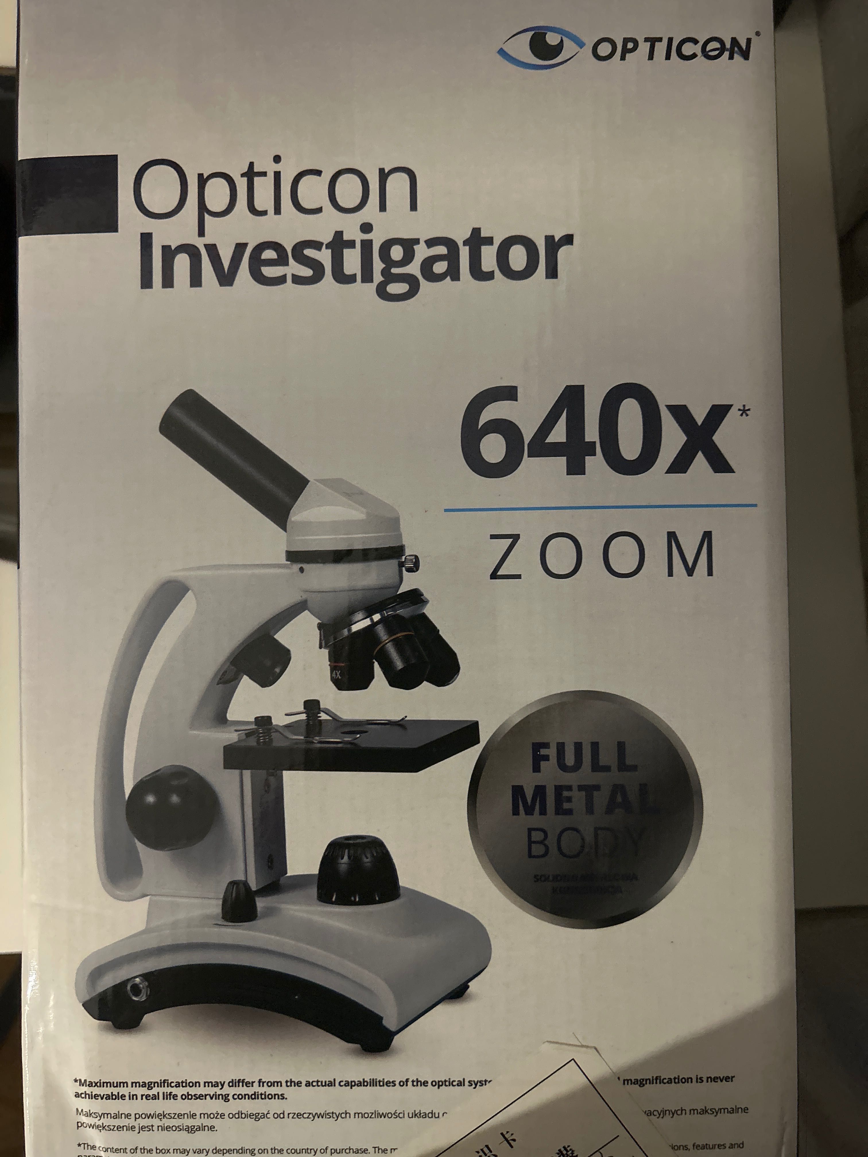 Mikroskop Opticon Investigator + 3 preparaty mikroskopowe