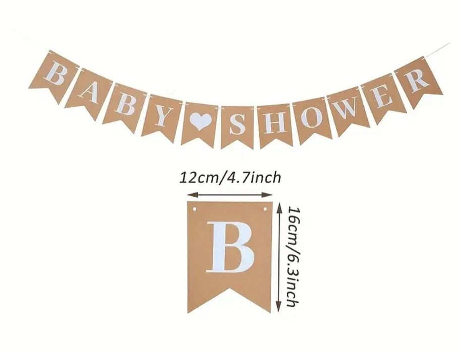 Napis baner z jutowych proporczyków baby shower