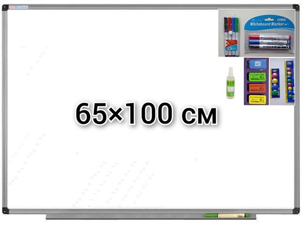 Доска для маркера магнитная, белая офисная доска, UkrBoards, 65×100 см