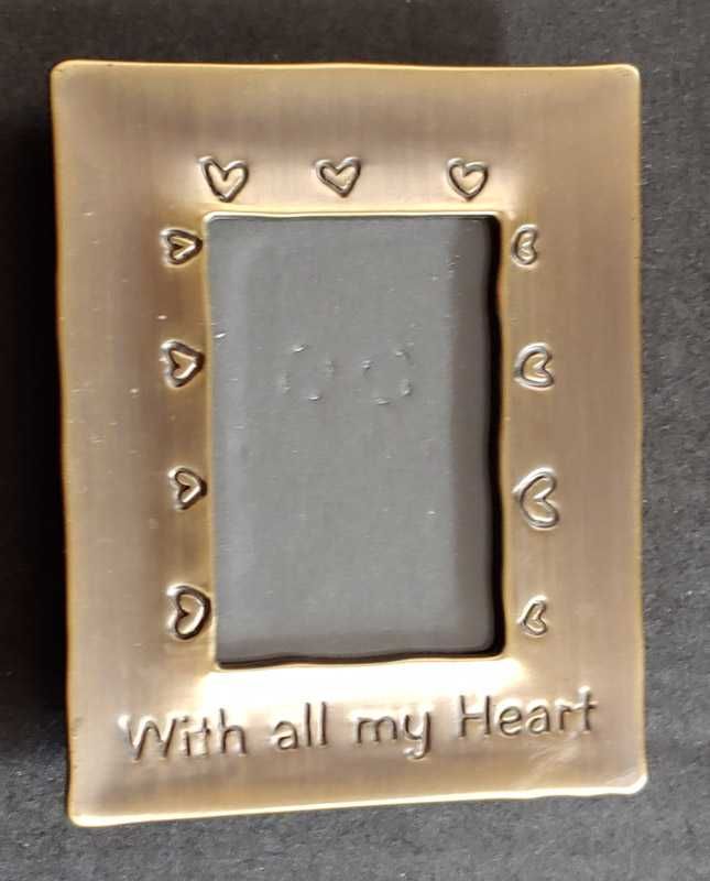 Ramka na zdjęcie a'la mosiądz nóżka szklana 9,5 x 7,5 (5,5 x 3,5) cm