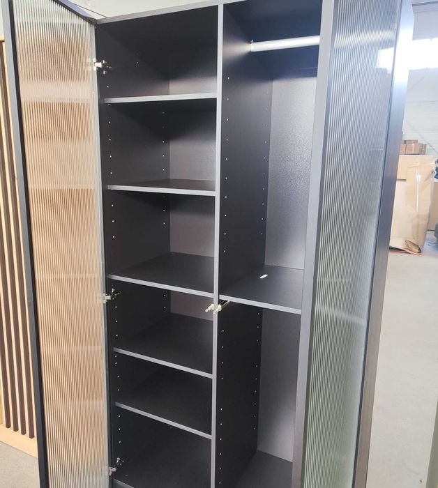 Szafa przeszklony frezowany front 101x200cm zmontowana Kępno grafitowa