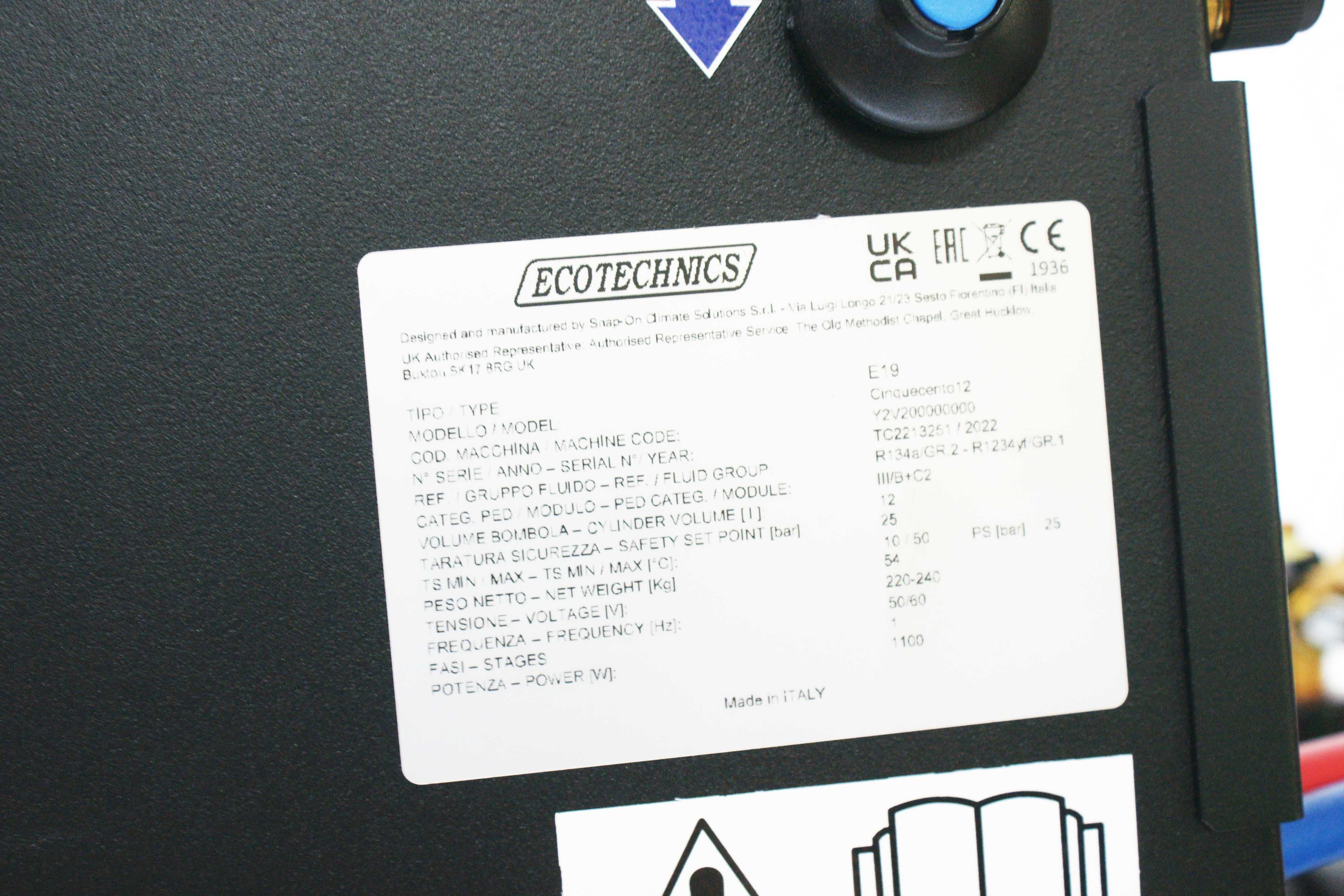 Stacja klimatyzacji ECOTECHNICS Cinquecento 12 R134a lub r1234yf