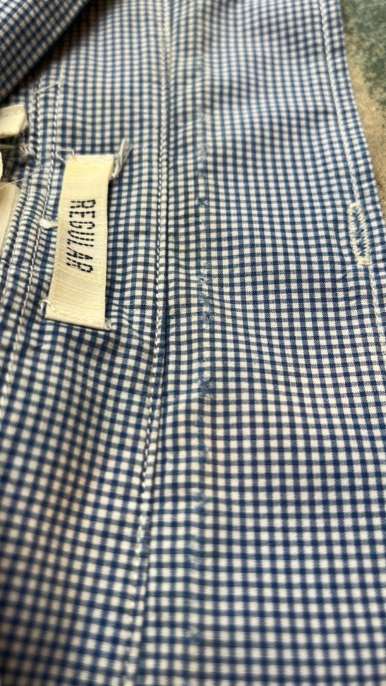Koszula męska H&M regular M niebieska kratka błękitna z kieszenią