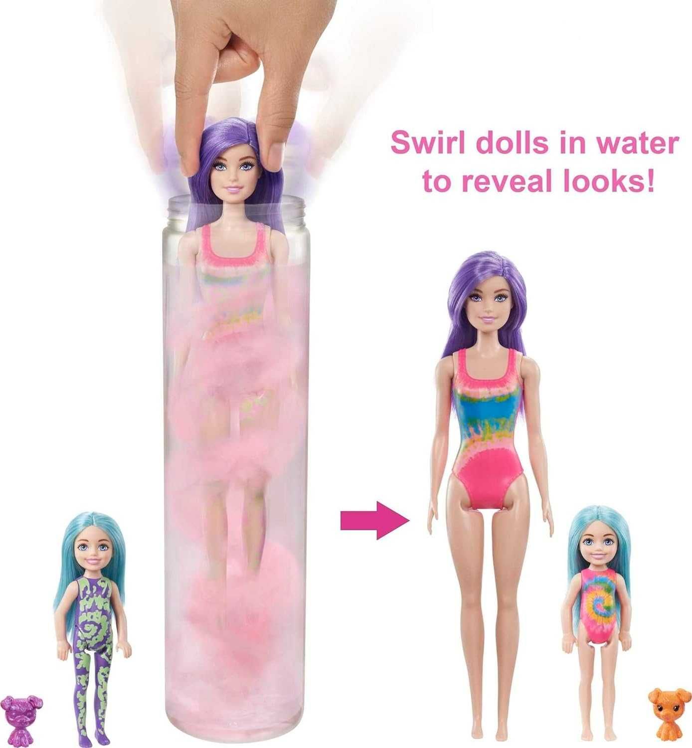 Барби и Челси 50 аксессуаров Barbie Color Reveal Gift Set TieDye HCD29