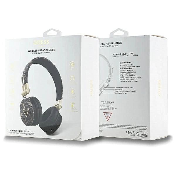 Słuchawki nauszne Bluetooth Guess 4G Triangle Round Shape ENC - czarne