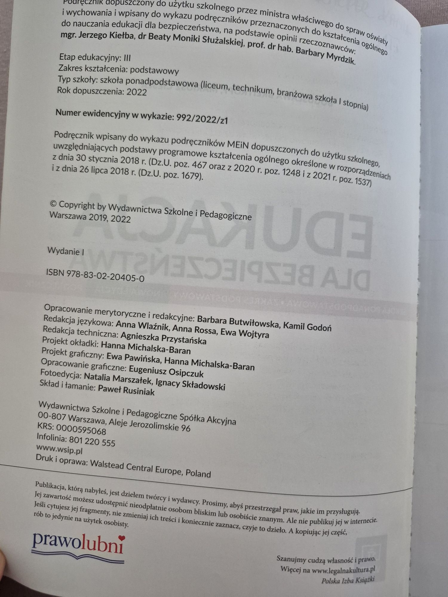Edukacja dla bezpieczeństwa Technikum klasa 1