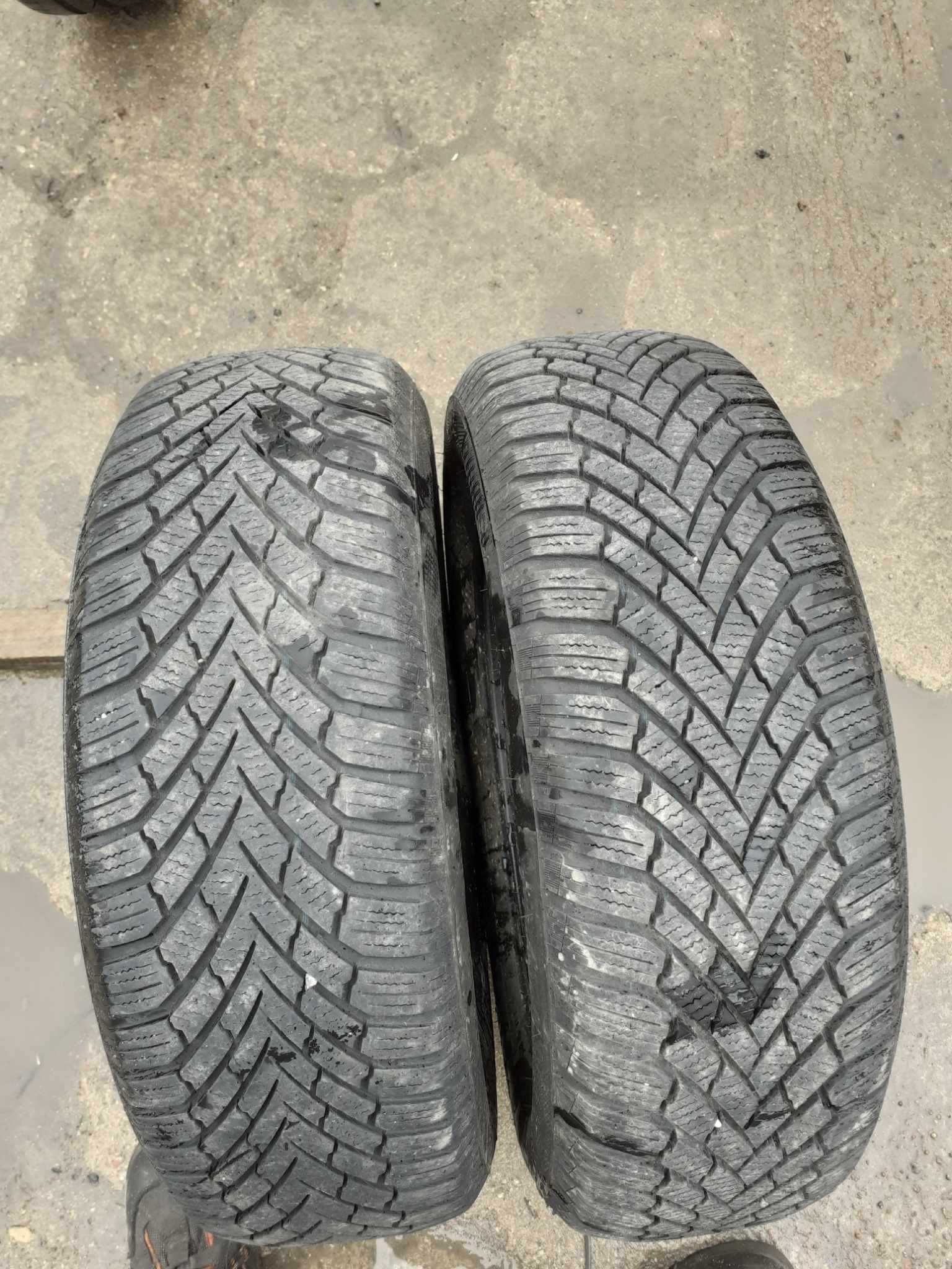 2x używane opony zimowe 195/65 R15 CONTINENTAL 5mm- możliwy montaż