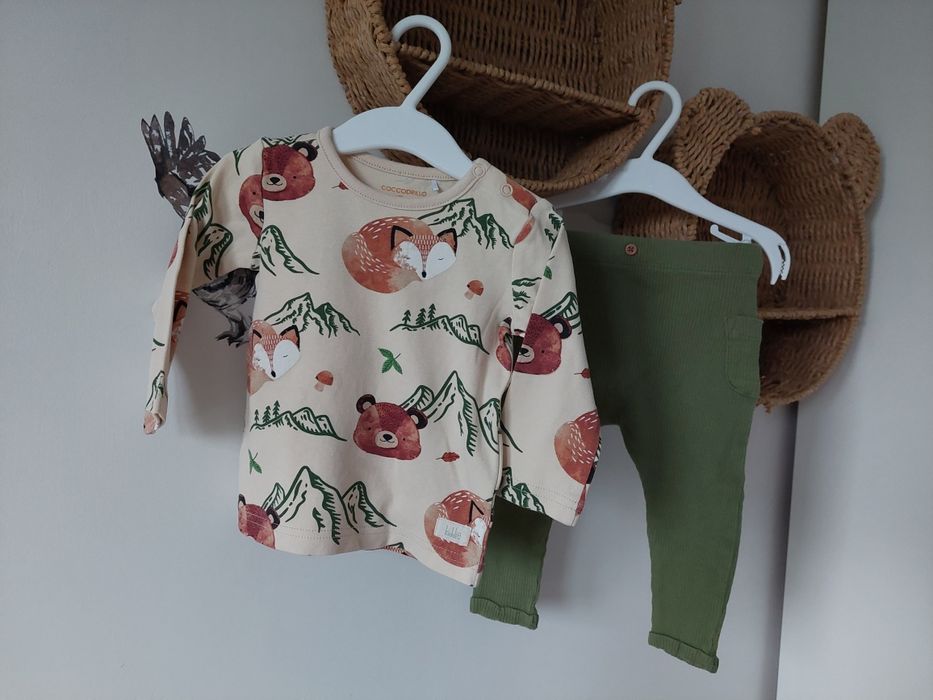 Zestaw komplet Cocodrillo 74-80 las miś bluzka legginsy