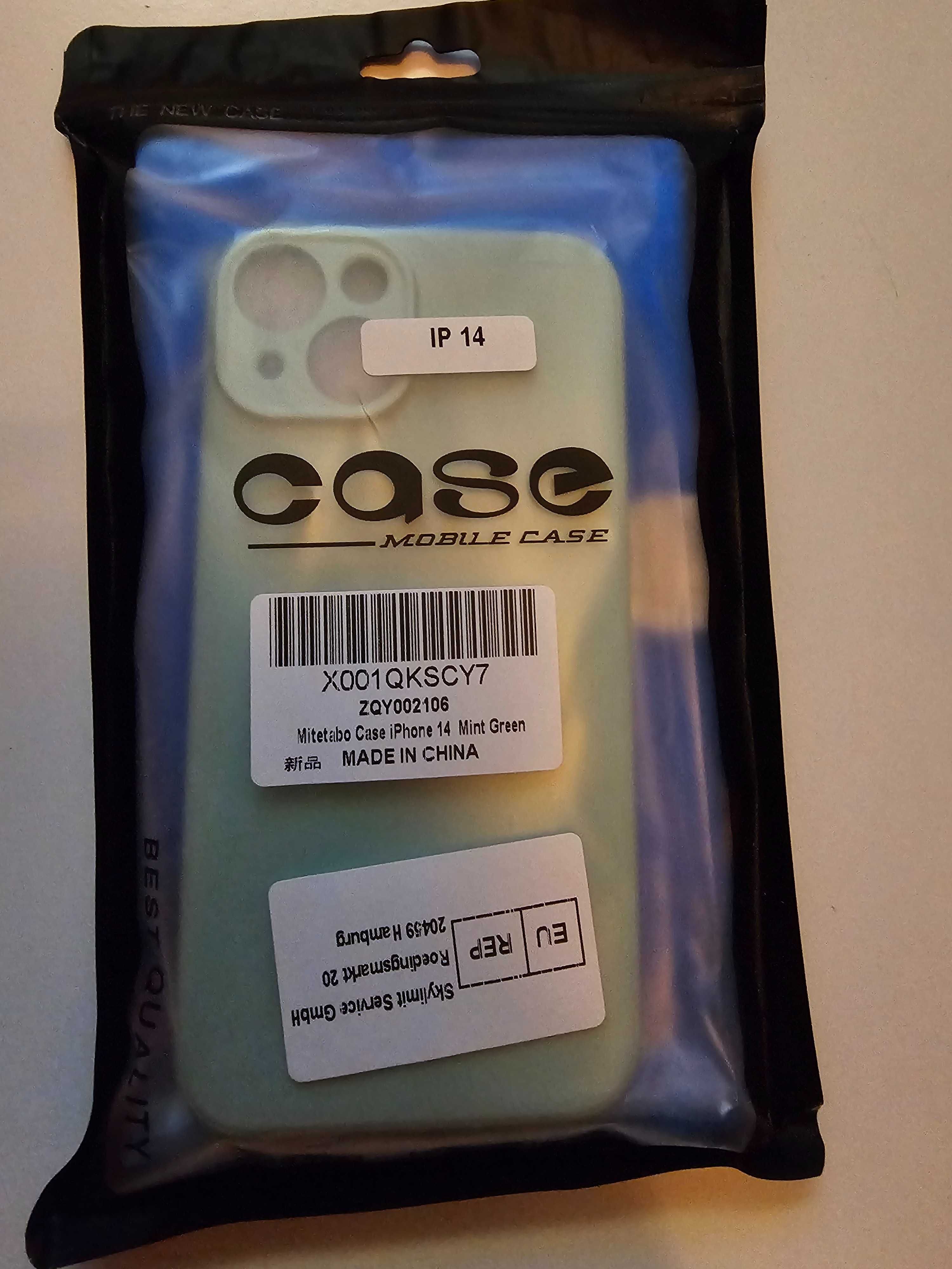 Etui iPhone 14 silikonowe + szkło hartowane Miękkie, kolor mięta