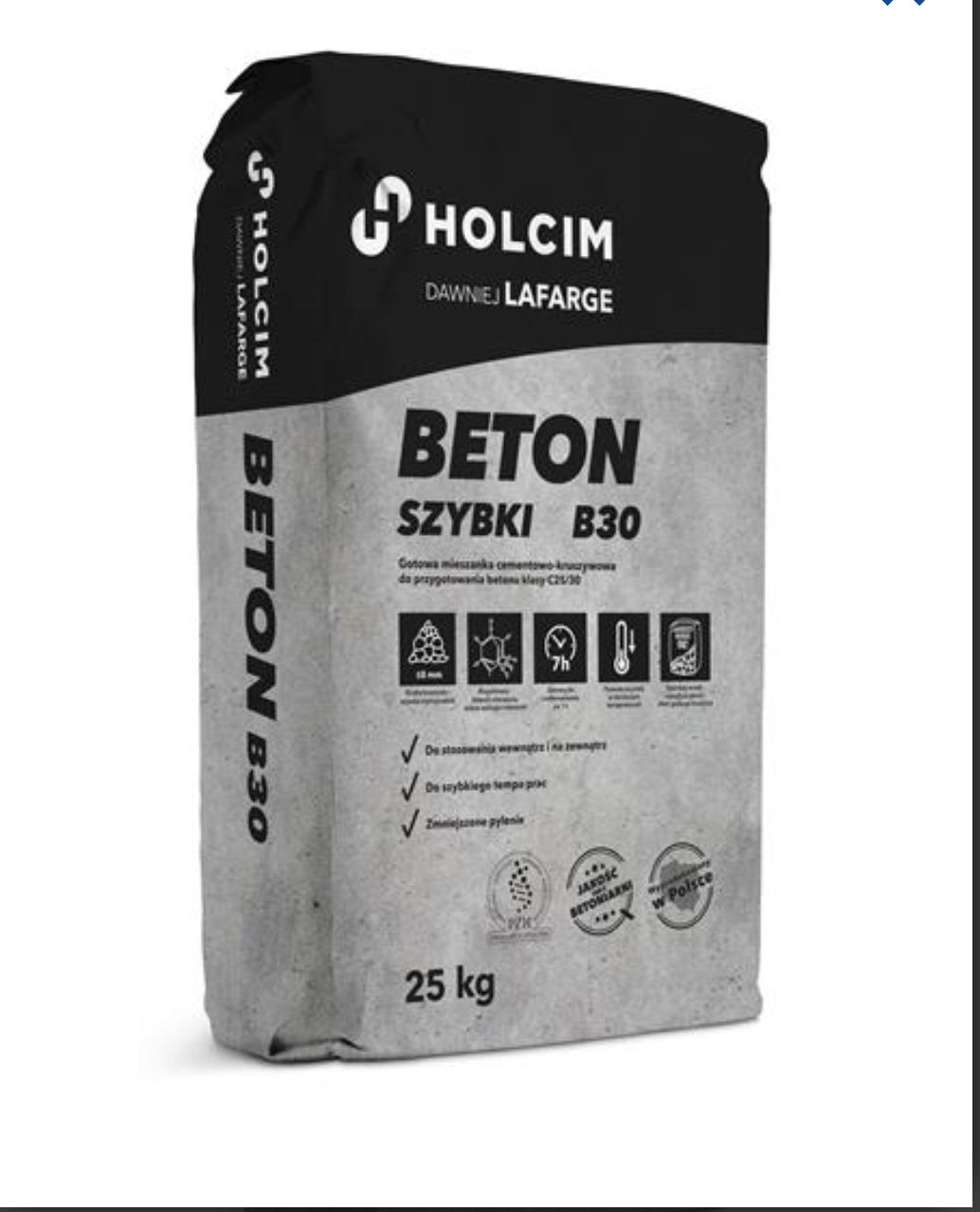 Beton Szybki B30 - 25kg LAFRAGE HOLCIM, po 7 godzinach