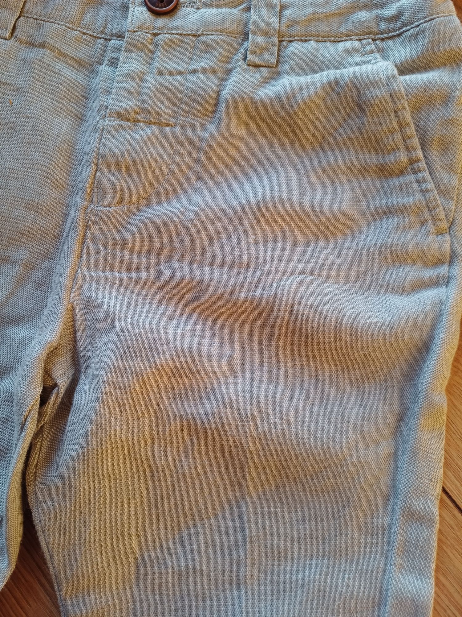 Spodnie lniane next koszula h&m zestaw 98-104
