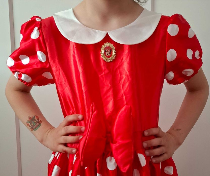 Strój Kostium Przebranie Myszka Minnie Sukienka + Opaska H&M 134-140