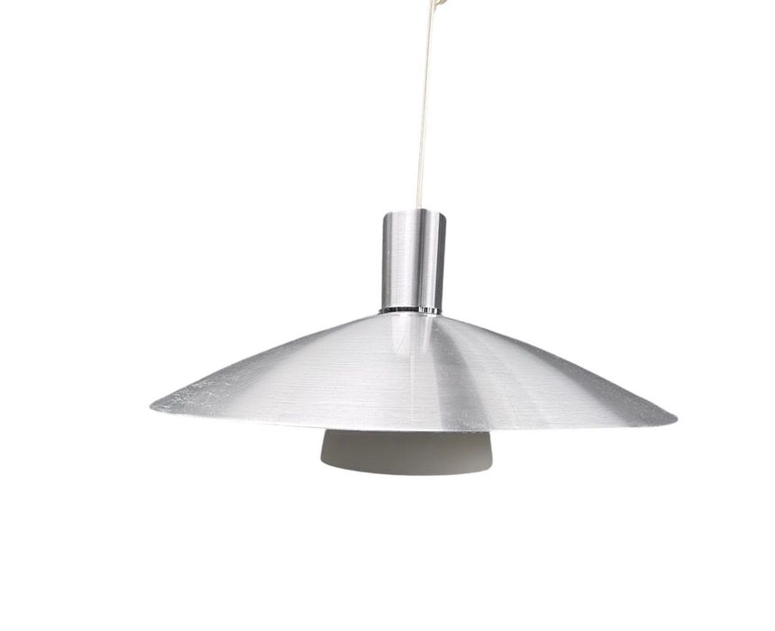 duńska lampa wisząca srebrna dania retro prl space Age