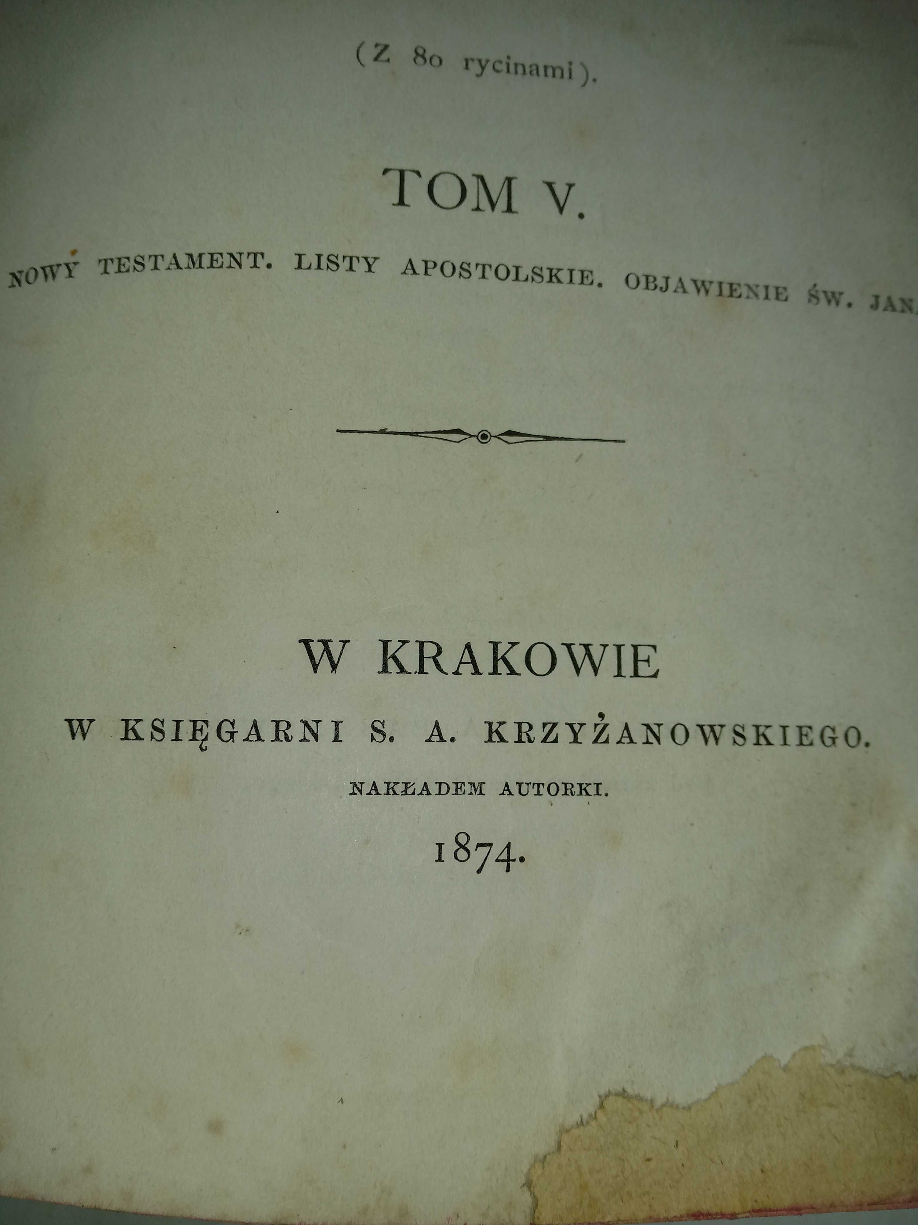 Писмо Свенте (Святое письмо) на польском том 5 в Кракове 1874 год