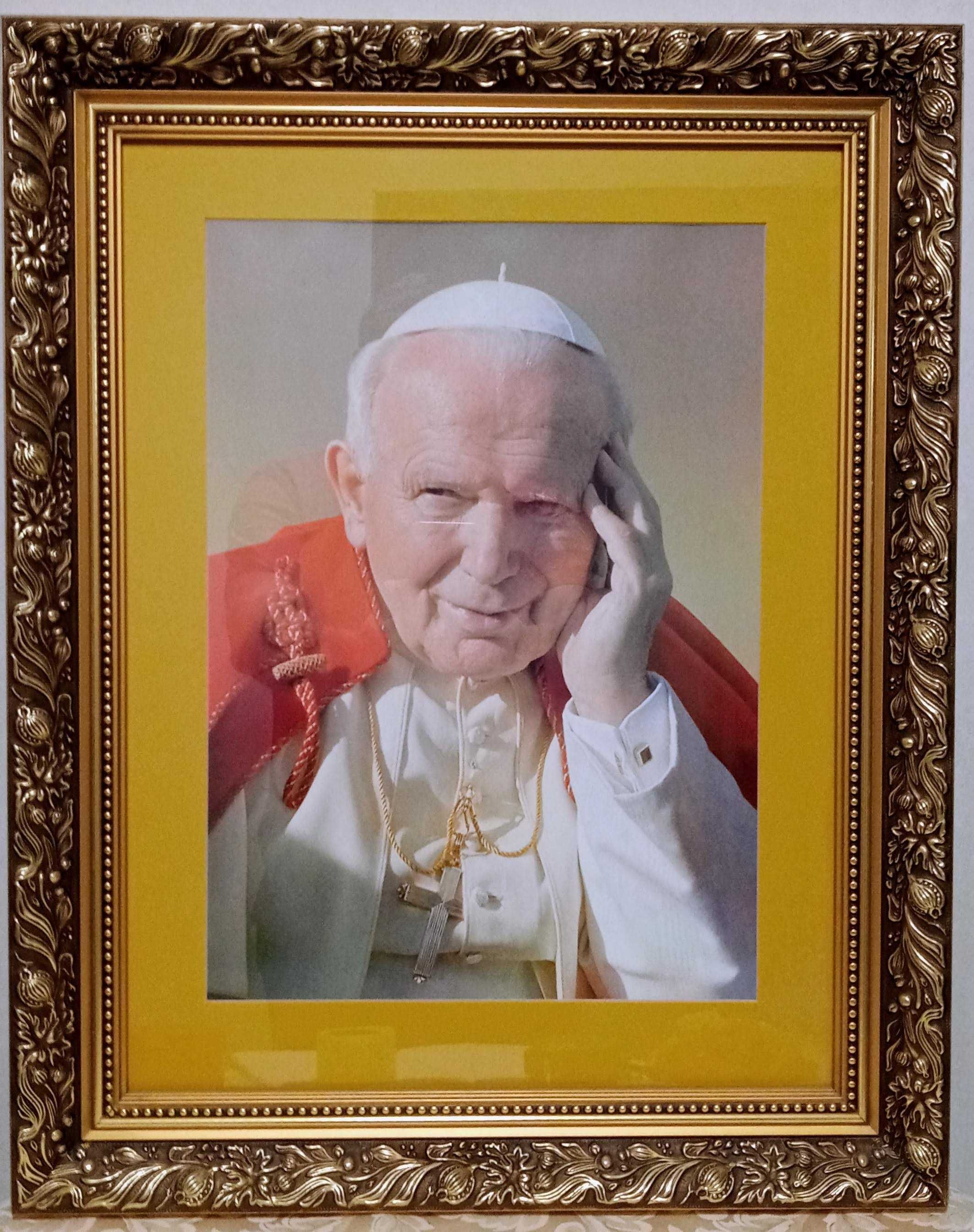 Jan Paweł II Papież reprodukcja, piękne ramy, duży obraz 59x61