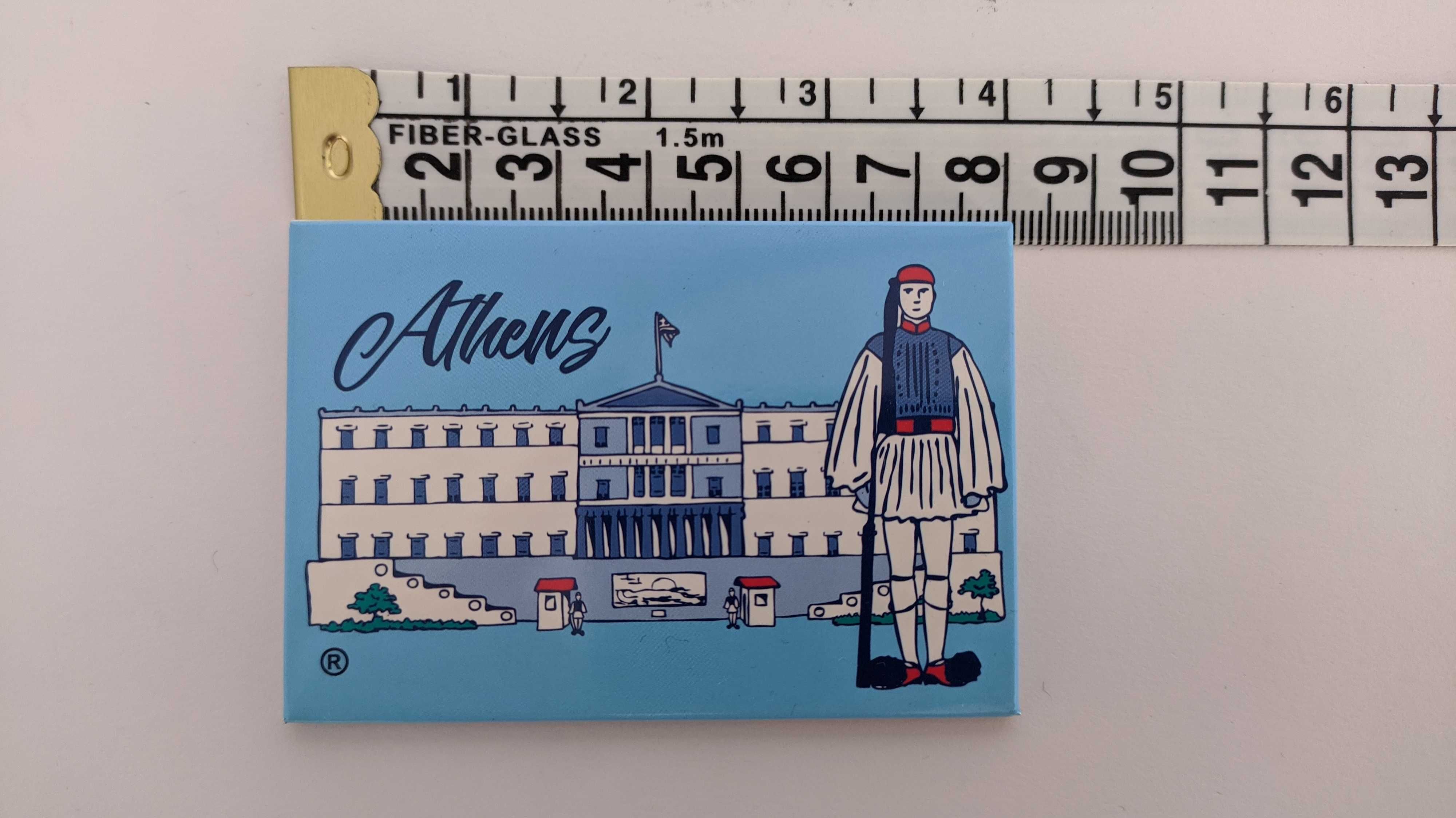 Niebieski Magnes na lodówkę tablicę z napisem Athens. Ateny.