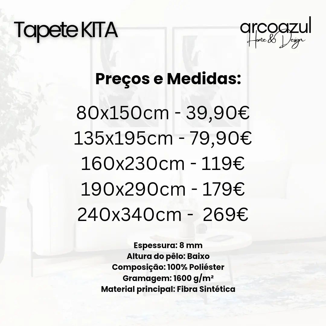 Tapete Kita Verde - 200x290cm - 4 cores e várias medidas By Arcoazul