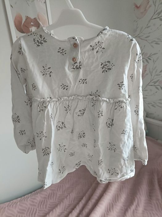Bluzka tunika biala Zara 104 w kwiatki stan idealny jak nowa