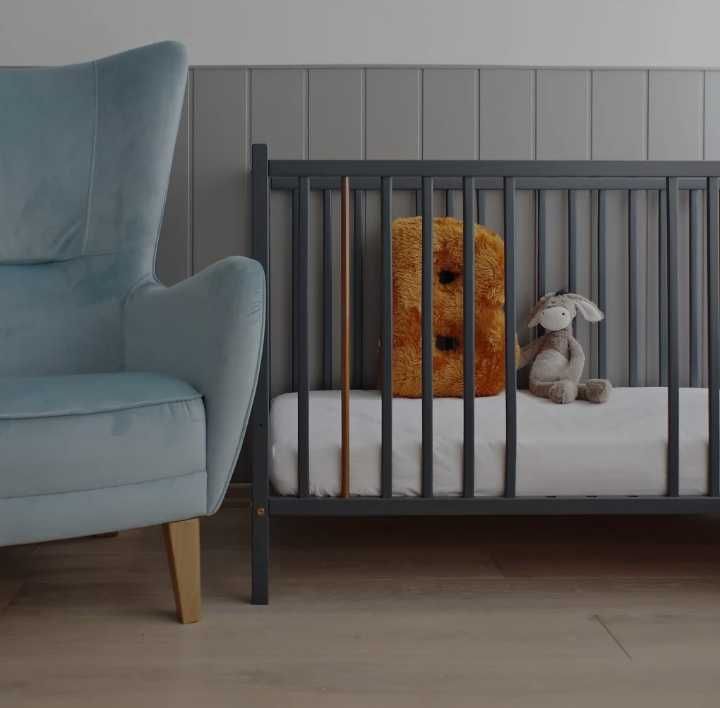 OFERTA! Woodies Łóżeczko niemowlęce Stardust Cot 120×60 Craft antracyt