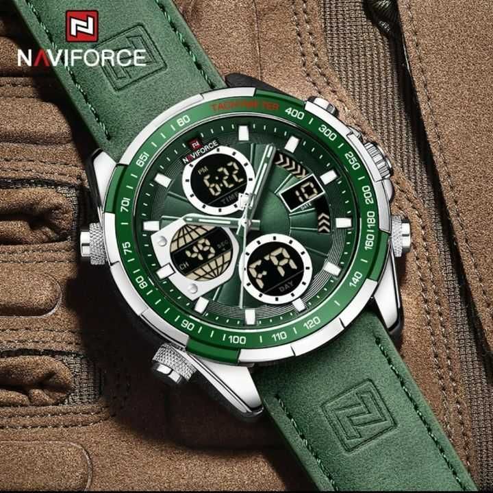 Класичний Чоловічий Годинник На Руку Зелений Naviforce Fly Armygreen
