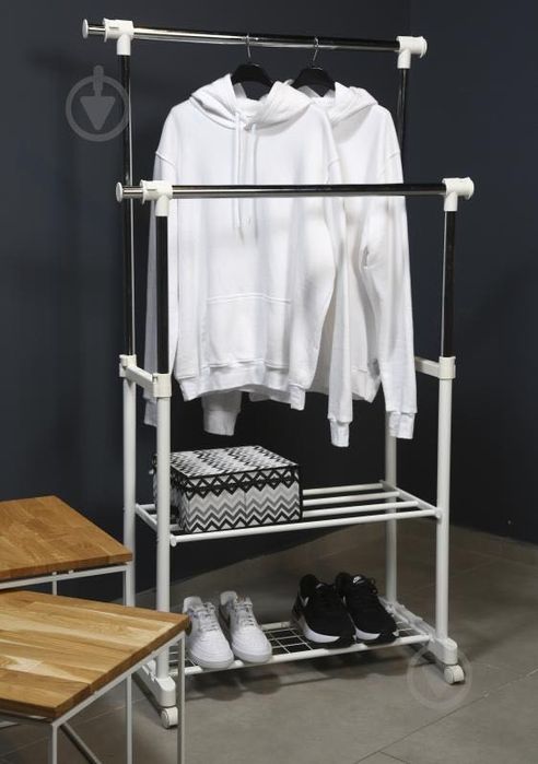 Тримач одягу подвійний з однією перегородкою внизу