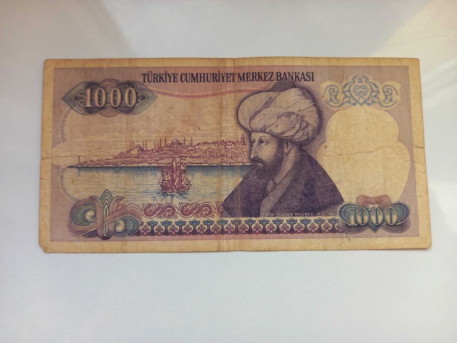 Banknot banknoty 1000 lirów Turcja 1970r. 100 rubli 1993r. 3 szt.